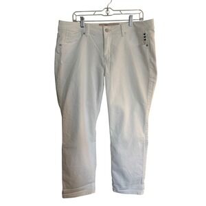 Disney White Denim Jeans Straight Leg Embellished Hearts Pockets Women's Size 16